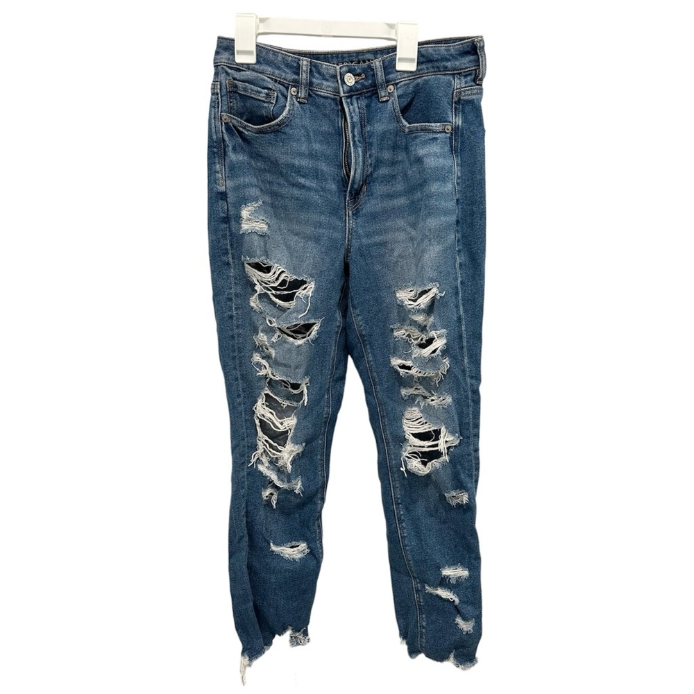 American Eagle distressed high rise denim jeans medium wash